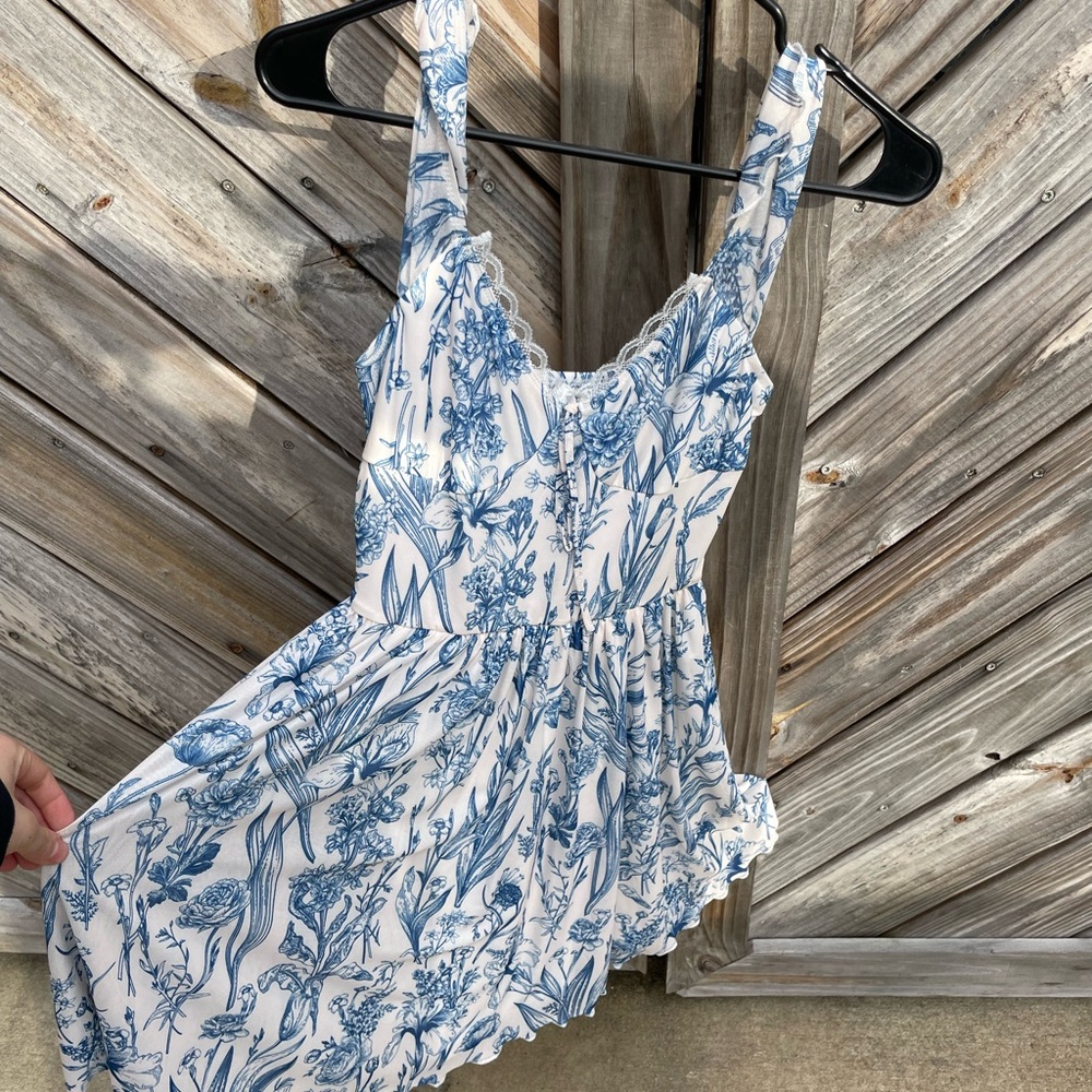 Floral Blue and White Sundress